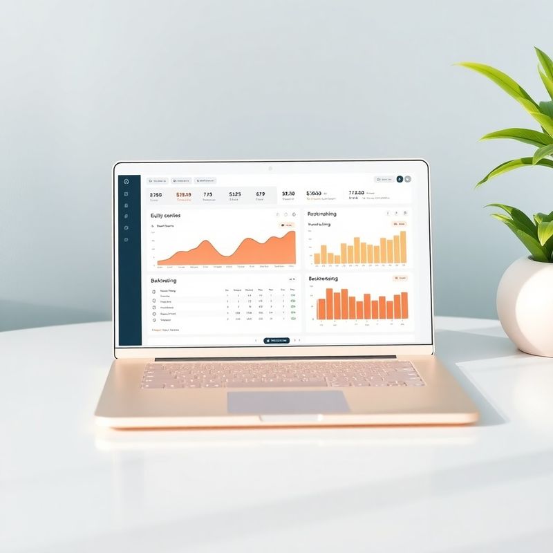 Vista general del dashboard con curva de equity y gráficos de backtesting en tonos terracota